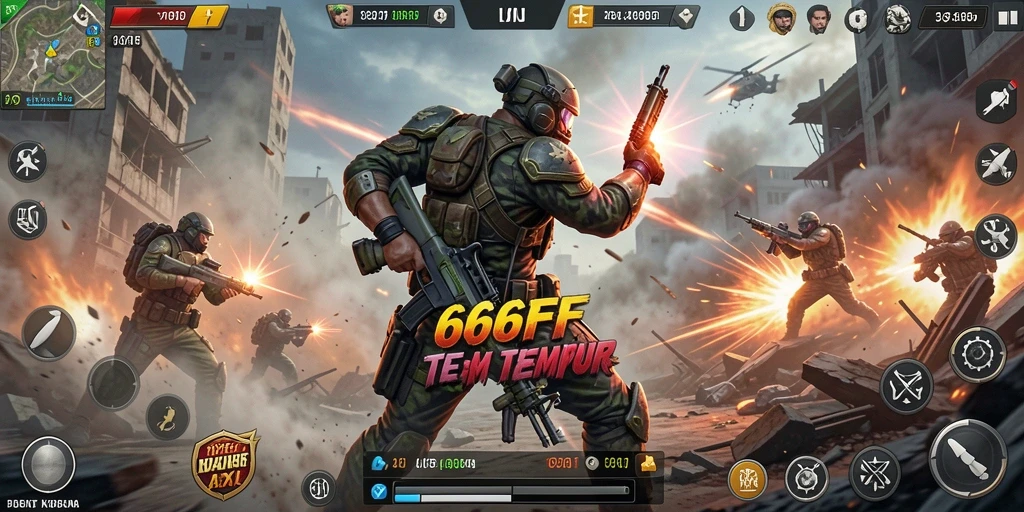 Screenshot utama 666FF menampilkan aksi tempur yang dinamis dan intens.