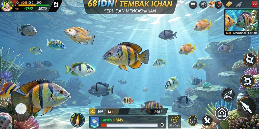 Screenshot gameplay 68IDN menampilkan aksi seru menembak ikan.