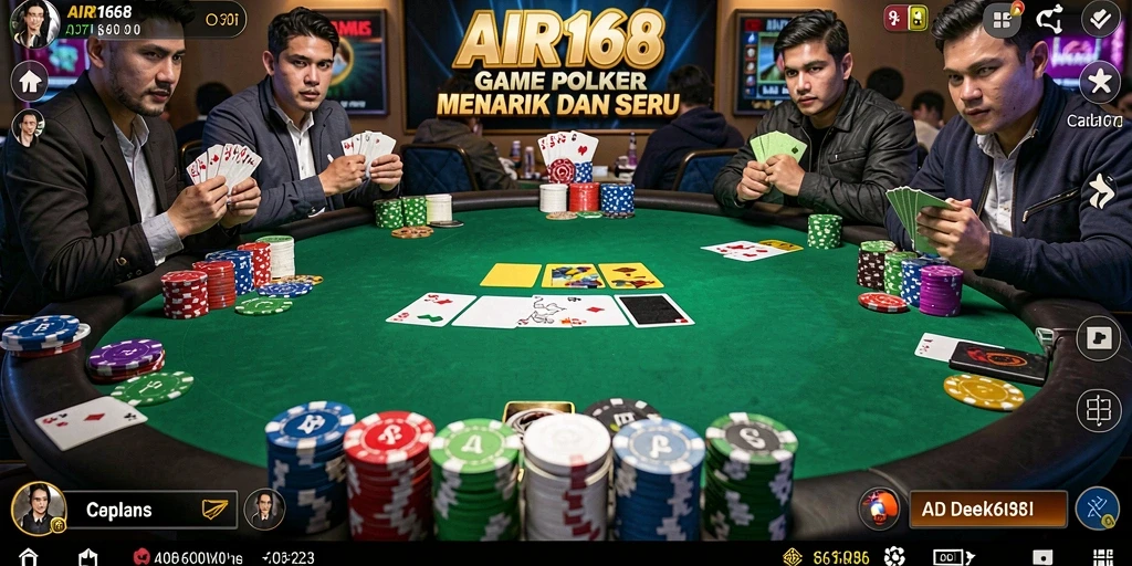 Tampilan gameplay Poker yang seru dan menarik di AIR168.