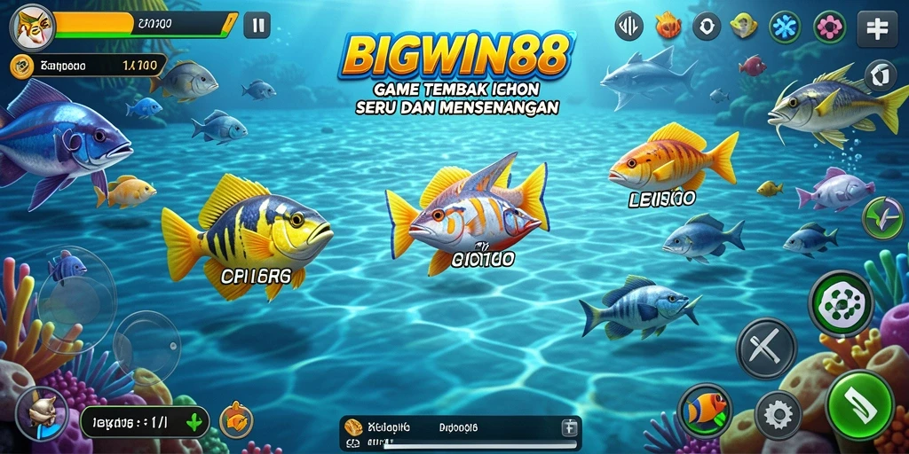 Tangkapan layar permainan BIGWIN88 dengan aksi Tembak Ikan yang seru.