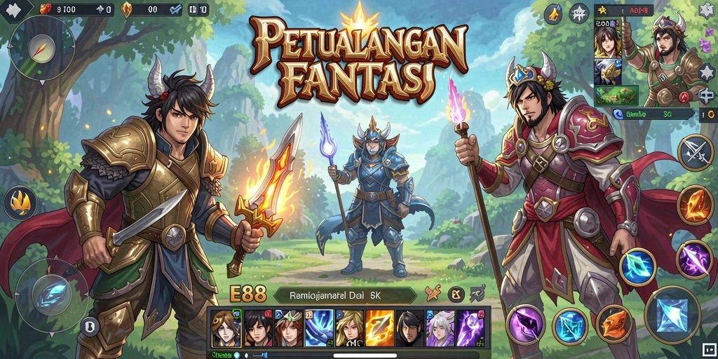 Gameplay RPG E88 dengan grafis menakjubkan dan pertarungan menantang.