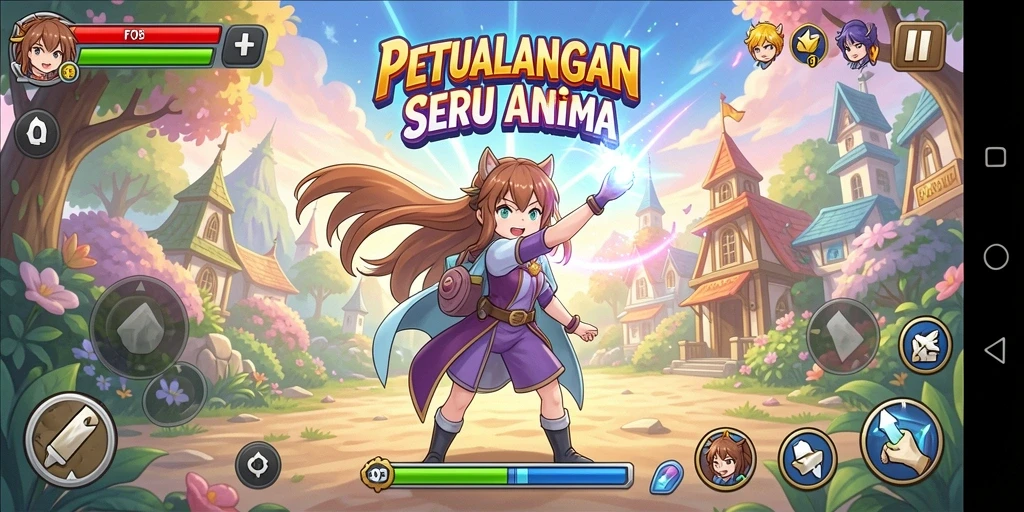 Tampilan gameplay F08 yang penuh warna dan dinamis.