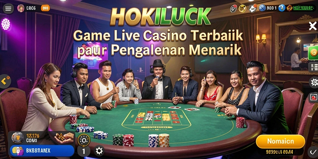 Tampilan gameplay HOKILUCK dengan dealer langsung di Live Casino.