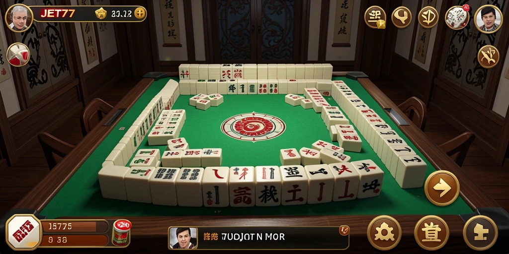 Screenshot JET77 menampilkan gameplay Mahjong yang menarik dan interaktif.