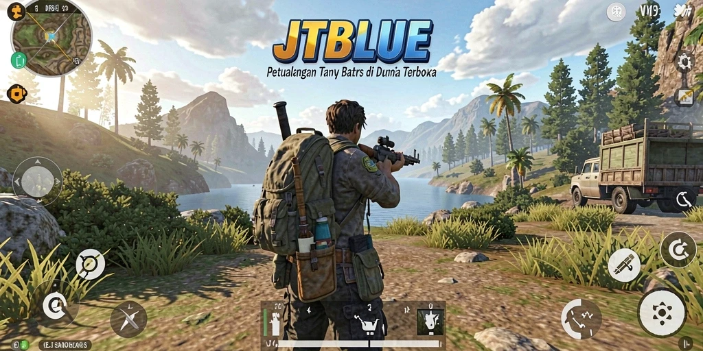 Screenshot menampilkan pemandangan indah dalam permainan Open World.