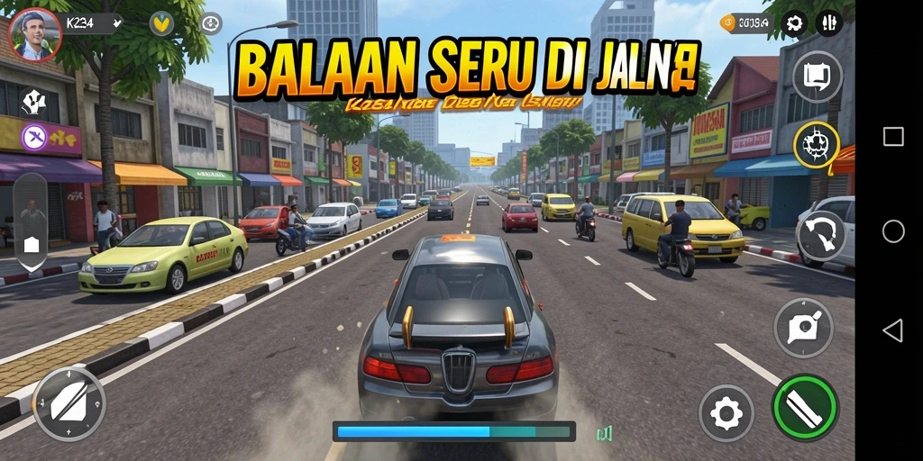 Tangkapan layar gameplay K234 menampilkan aksi balapan yang mendebarkan.