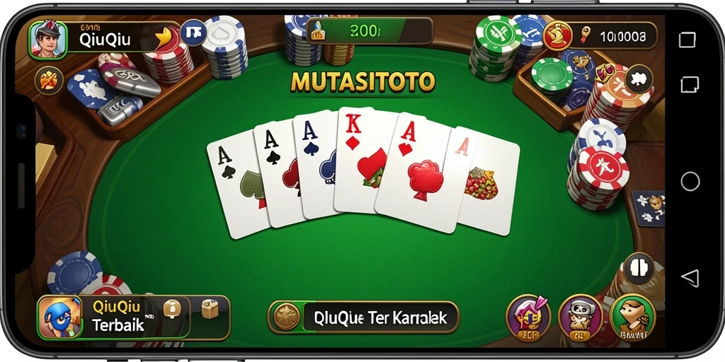 Gambaran layar permainan QiuQiu yang mendebarkan dalam MUTASITOTO.