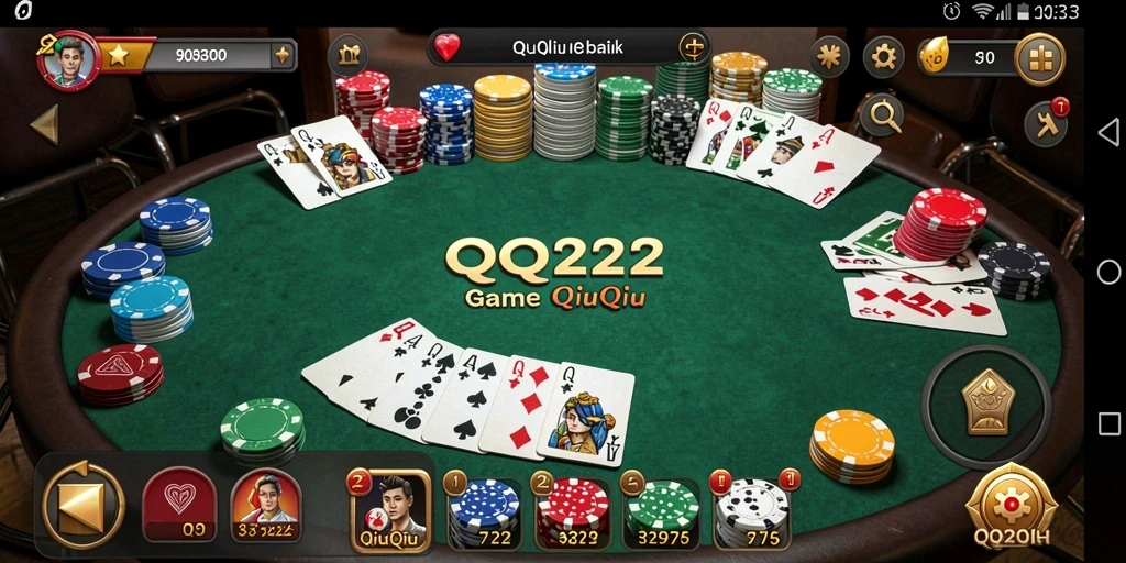 Screenshot gameplay seru dari QQ222 yang menampilkan aksi QiuQiu.