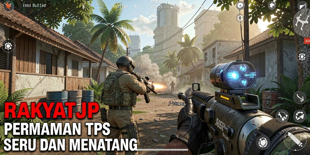 Screenshot RAKYATJP menampilkan aksi seru dalam gameplay TPS.