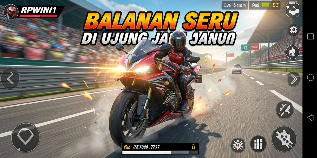 Gameplay seru RPWIN1 dengan motor balap yang cepat.